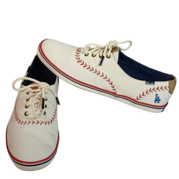 Keds x MLB Los Angeles Dodgers Baseball Sneakers in White Red Blue size 8.5 - Picture 1 of 9